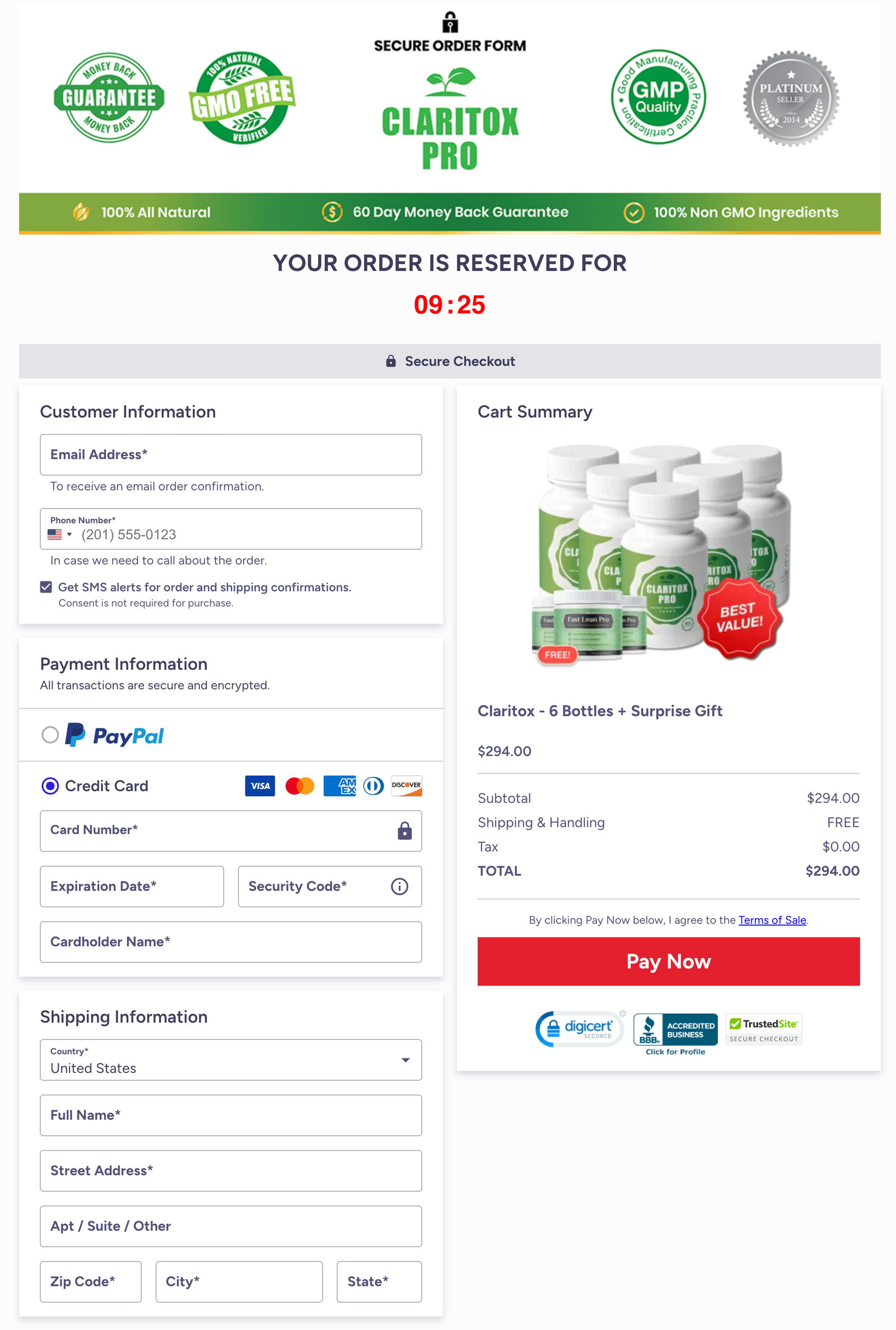Claritox Pro Official Website Secure Order Page